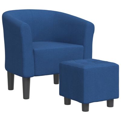 vidaXL Zaobljena fotelja s tabureom plava od tkanine
