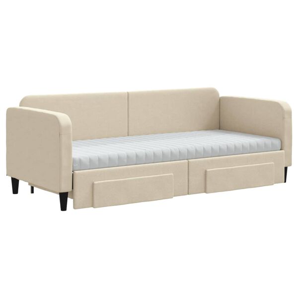 vidaXL Dnevni krevet na razvlačenje s ladicama krem 80x200 cm tkanina