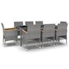 vidaXL 9-dijelni vrtni blagovaonski set od poliratana sivi