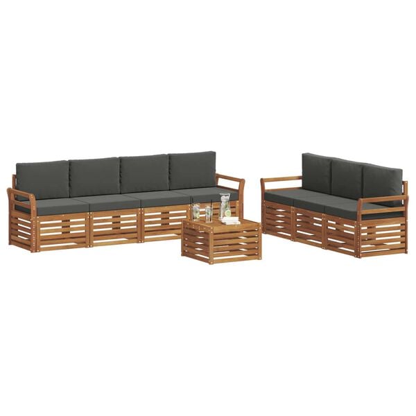 vidaXL Setovi sofa 8 pcs Prirodna i antracit Čvrsto drvo akacije