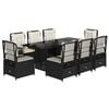 vidaXL 9-dijelni vrtni blagovaonski set s jastucima crni od poliratana