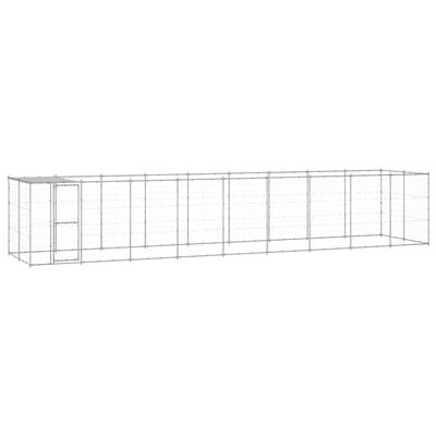 vidaXL Vanjski kavez za pse od pocinčanog čelika s krovom 21,78 m²