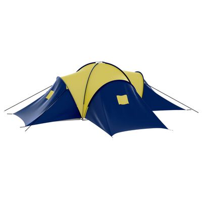 vidaXL Šator za kampiranje od tkanine za 9 osoba plavo-žuti