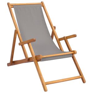 vidaXL ležaljka Svjetlosiva Čvrsto teak drvo