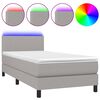 vidaXL Krevet box spring s madracem LED svjetlosivi 90x200 cm tkanina