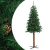 vidaXL Tanko božićno drvce s pravim drvom i &scaron;i&scaron;kama zeleno 180 cm PVC