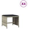 vidaXL Vrtni taburei s jastucima 4 kom 40x40x35 cm od poliratana