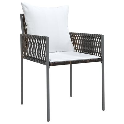 vidaXL Vrtne stolice s jastucima 2 kom smeđe 54x61x83 cm od poliratana