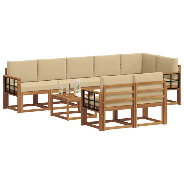 vidaXL Set vanjskih sofa s jastukom 9 pcs Prirodna i bež