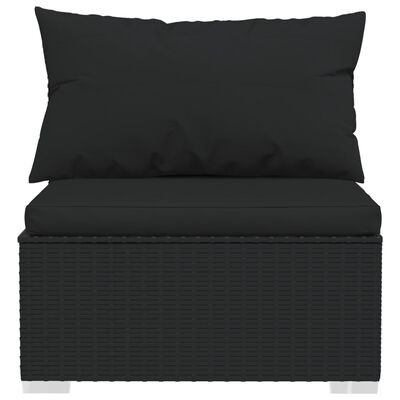 vidaXL 9-dijelna vrtna garnitura od poliratana s jastucima crna