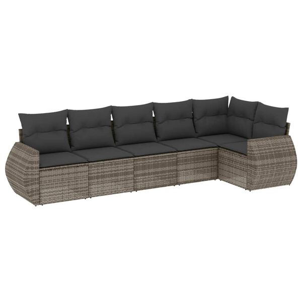 vidaXL 6-dijelni set vrtnih sofa od poliratana s jastucima sivi