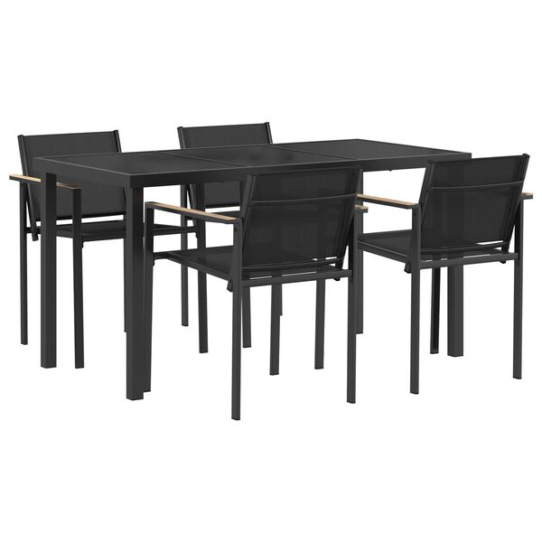 vidaXL Set vanjskog namje&scaron;taja 5 pcs Crna i antracit 140 x 70 x 73 cm