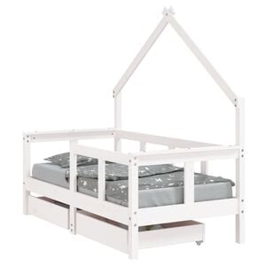 vidaXL Okvir za dječji krevet s ladicama bijeli 70x140 cm od borovine