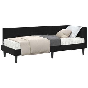 vidaXL Kutni krevetni okvir s madracem s uzglavljem 2 pcs Crna Bar&scaron;un