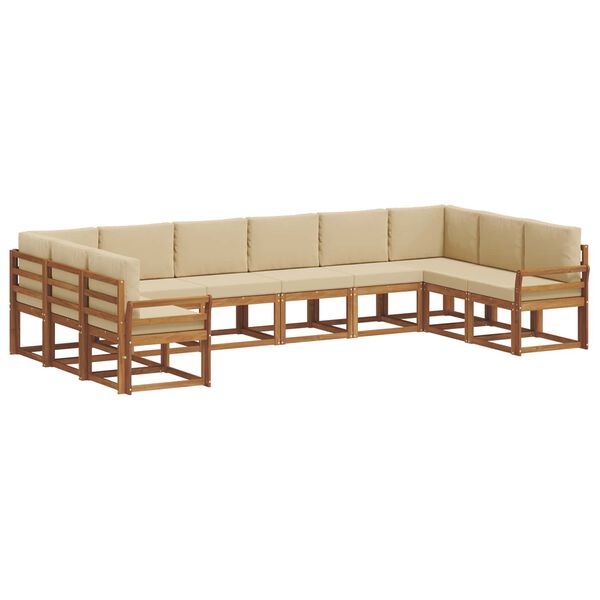 vidaXL Set vanjskih sofa s jastukom 10 pcs Prirodna i bež