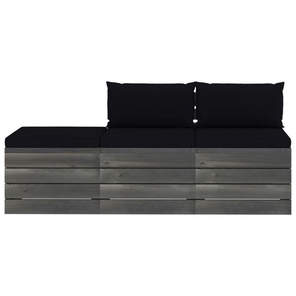 vidaXL 3-dijelna vrtna garnitura od paleta od borovine s jastucima