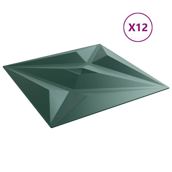 vidaXL Zidne panele 12 pcs Zvijezda zelena 50 x 50 cm XPS pjena