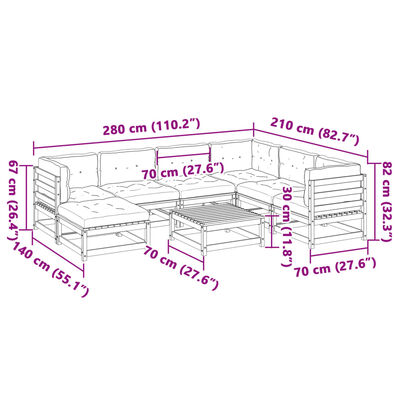 vidaXL 8-dijelni set vrtnih sofa s jastucima od impregnirane borovine