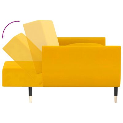 vidaXL Dvosjed na razvlačenje s tabureom i 2 jastuka žuti baršunasti
