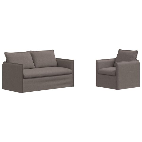 vidaXL Sofa 2 pcs Sivo-smeđa 196 x 82 x 85 cm tkanina