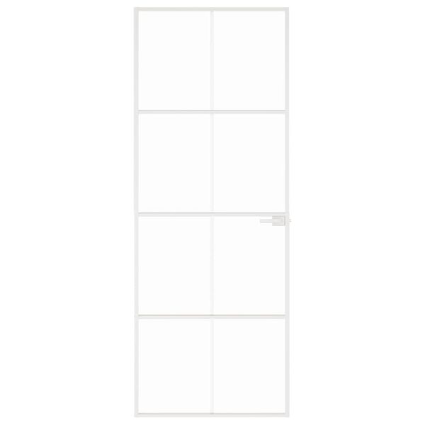 vidaXL Sobna vrata bijela 76x201,5 cm kaljeno staklo i aluminij tanka