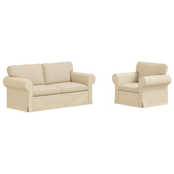 vidaXL Sofa 2 pcs Krema 175 x 82 x 80 cm tkanina