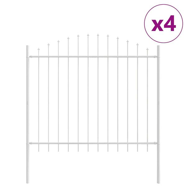 vidaXL Vrtna Ograda 4 pcs Bijelo 170 x 190 cm Čelik s prahom premazan
