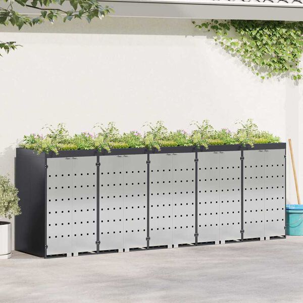 vidaXL Skladištenje kanti za 3 kante Antracit 340 x 77.5 x 115.5 cm