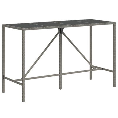 vidaXL Barski stol sa staklenom pločom sivi 180x70x110 cm poliratan