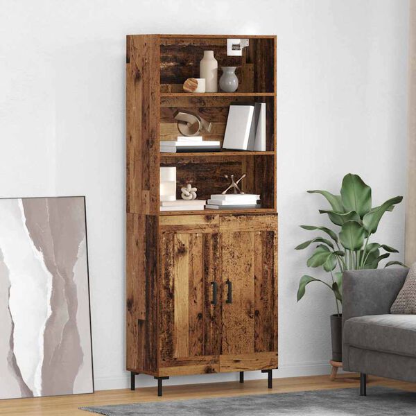 vidaXL Highboard Staro drvo 69,5 x 34 x 180 cm Konstruirano drvo