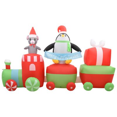 vidaXL Božićni pingvin i miš na napuhavanje na vlaku LED IP44 350 cm