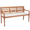 vidaXL Batavia klupa s jastucima 150 cm tikovina