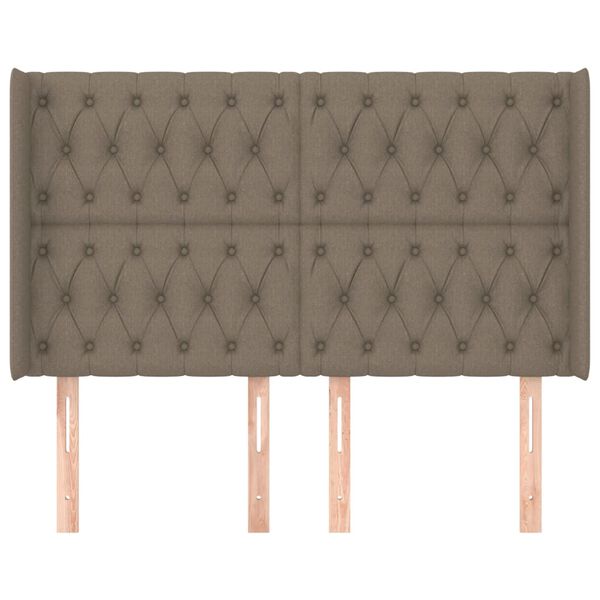 vidaXL Uzglavlje s u&scaron;ima smeđesivo 163x16x118/128 cm od tkanine