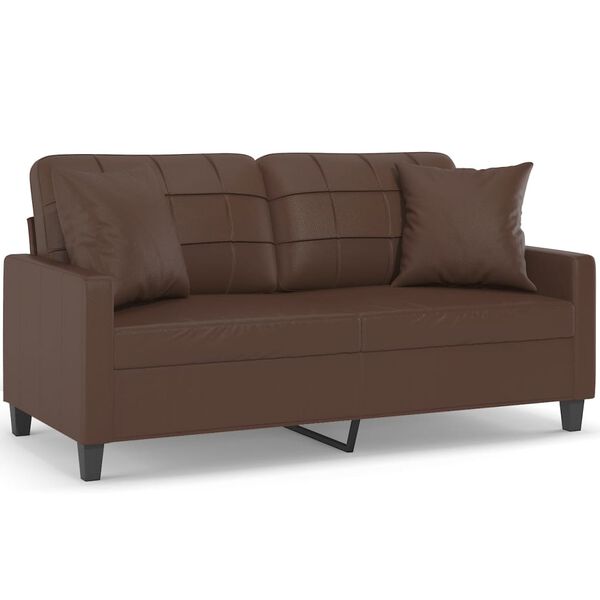 vidaXL Dvosjed s jastucima smeđi 140 cm od umjetne kože