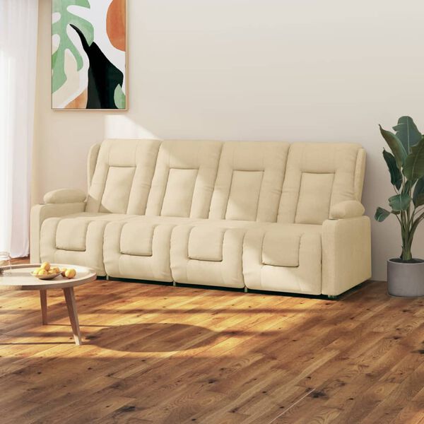 vidaXL Masažni četverosjed od tkanine s držačima čaša krem