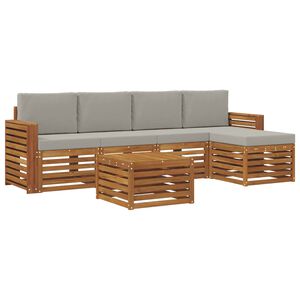 vidaXL Set vanjskih sofa s jastukom 6 pcs Prirodna i svijetlo siva