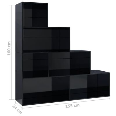 vidaXL Ormarić za knjige / pregrada sjajni crni 155x24x160 cm drveni