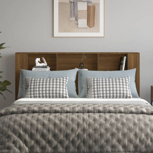 vidaXL Uzglavlje s ormarićem boja smeđeg hrasta 180 x 18,5 x 104,5 cm