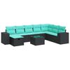 vidaXL 9-dijelni set vrtnih sofa s jastucima crni od poliratana