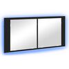 vidaXL LED Ogledalo s Ormarom Crni hrast 100 x 12 x 45 cm