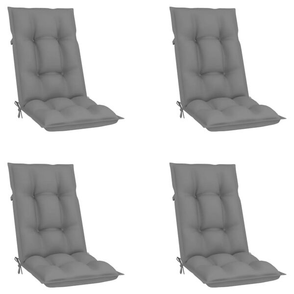 vidaXL Nagibne vrtne stolice s jastucima 4 kom od masivne tikovine