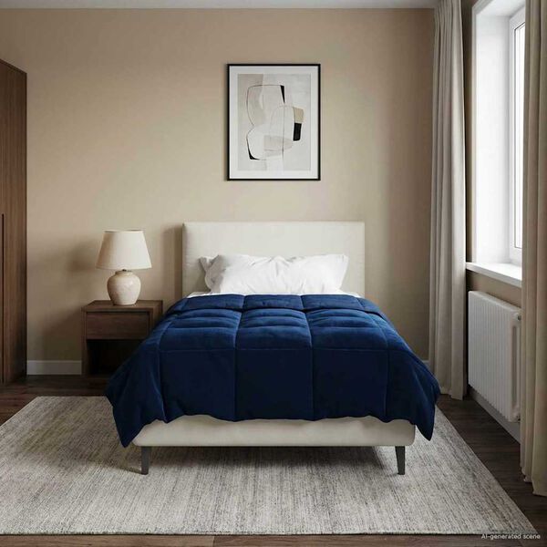 vidaXL Ljetni pokrivač &Scaron;onerisan Tamno plava 135 x 220 cm Mikrovlakna