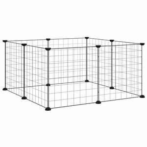 vidaXL Kavez za kućne ljubimce s 8 panela, crni, 70 x 70 x 35 cm, čelik