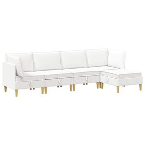 vidaXL Modularni set sofe sa skladi&scaron;tem 5 pcs Bijela Tkanina