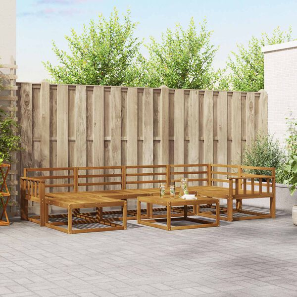 vidaXL Set vanjskih sofa 7 pcs Prirodna Čvrsto drvo akacije