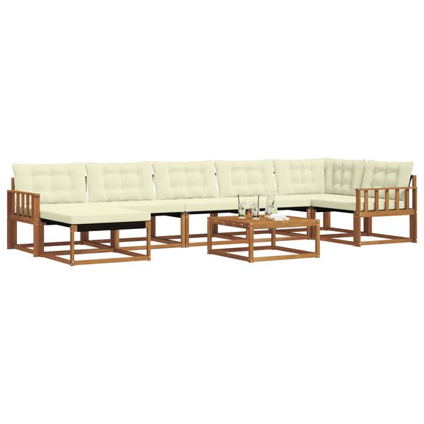 vidaXL Set vanjskih sofa 22 pcs Prirodna i krem Čvrsto drvo akacije