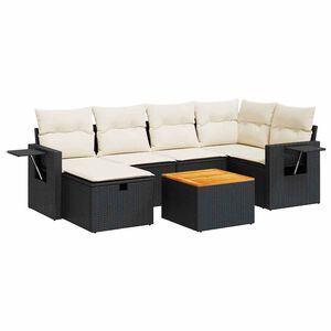 vidaXL 7-dijelni set vrtnih sofa od poliratana s jastucima crni