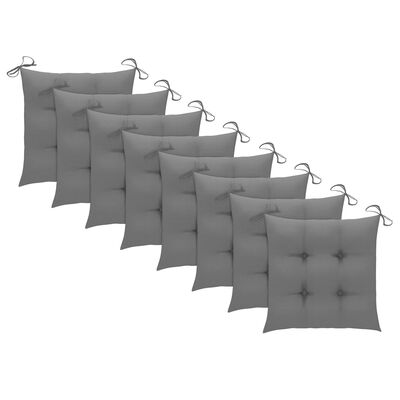 vidaXL Složive vrtne stolice s jastucima 8 kom od masivne tikovine