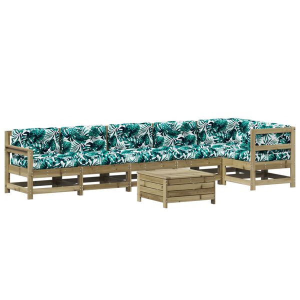 vidaXL 7-dijelna vrtna garnitura od impregnirane borovine s jastucima