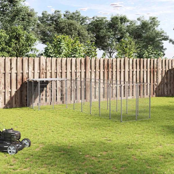 vidaXL Kavez za pse srebrni 6,05 m² čelični